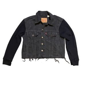 Levi's Black Denim Jacket with Black Knit Sleeves